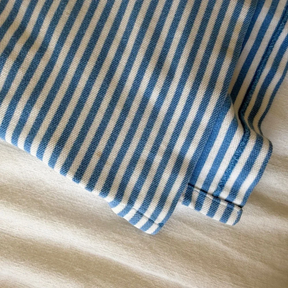 Polo Ralph Lauren Blue Striped Short Sleeve Distressed Polo Shirt Size‎ M